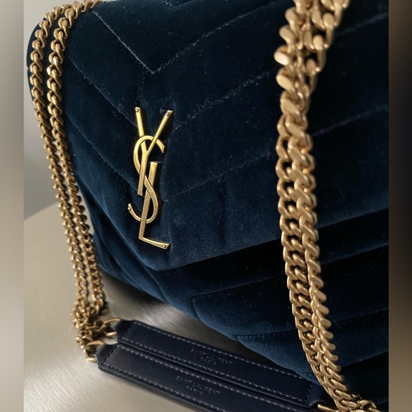 YSL Classic Monogram Envelope Satchel Quilted Shoulder Bag in Blue - Picture 10 of 10